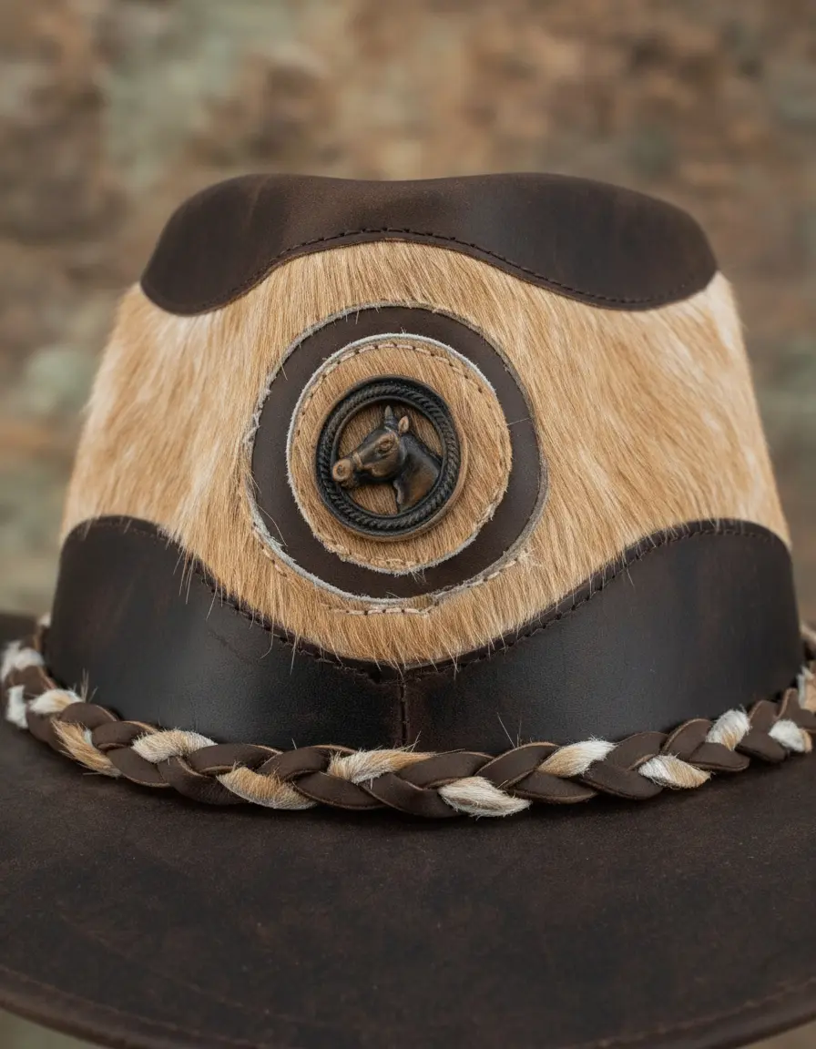 Sombrero de cuero con pelo Jucara